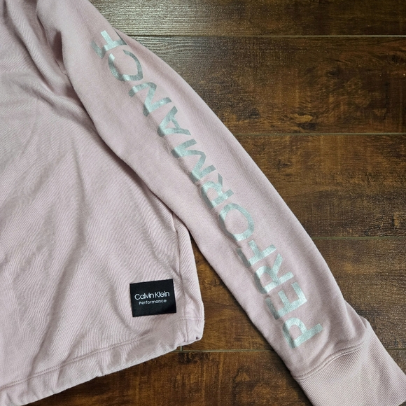 Calvin Klein Performance V-Neck Crop Sweatshirt Mauve Pink Size Large - Picture 7 of 9